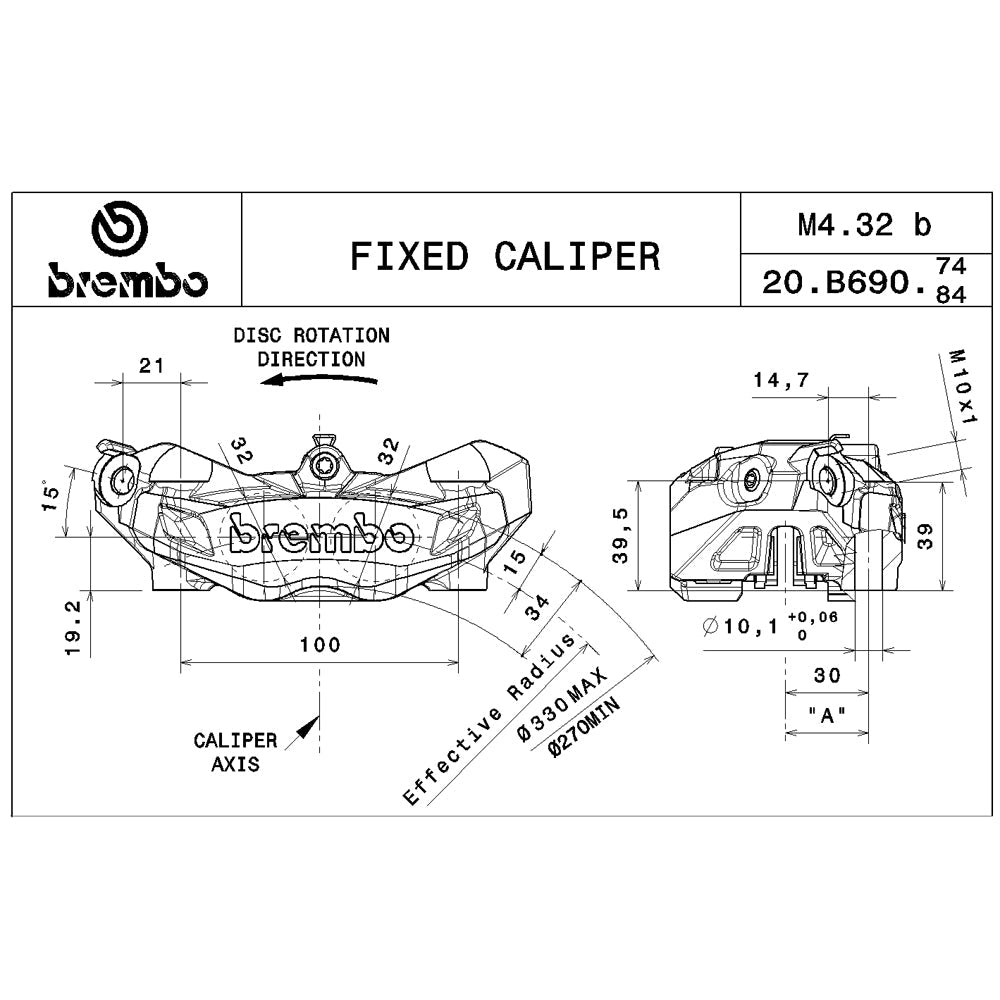 BREMBO - PINZA RADIALE ANTERIORE BREMBO 20B69074