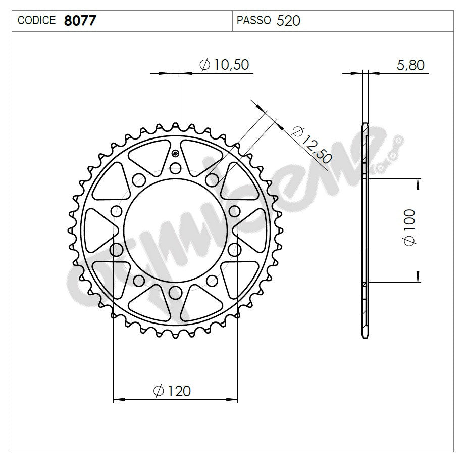 KIT TRASMISSIONE OGNIBENE TROFEO APRILIA Cod. 37A003