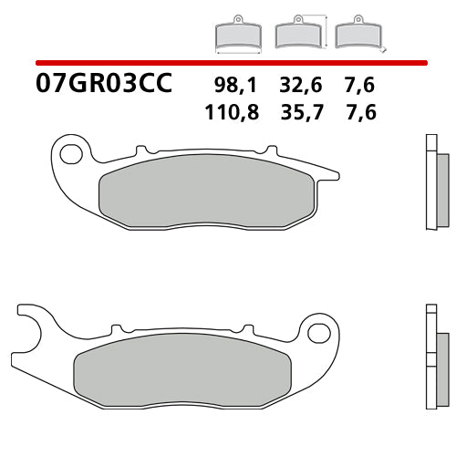 BREMBO - PASTIGLIA MESCOLA CC 07GR03CC Anteriore