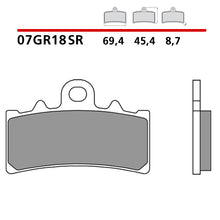 Carica l&#39;immagine nel visualizzatore Galleria, BREMBO - PASTIGLIA MESCOLA SR 07GR18SR Anteriore