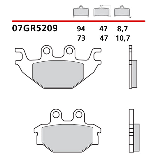 BREMBO - PASTIGLIA MESCOLA CC 07GR5209 Posteriore