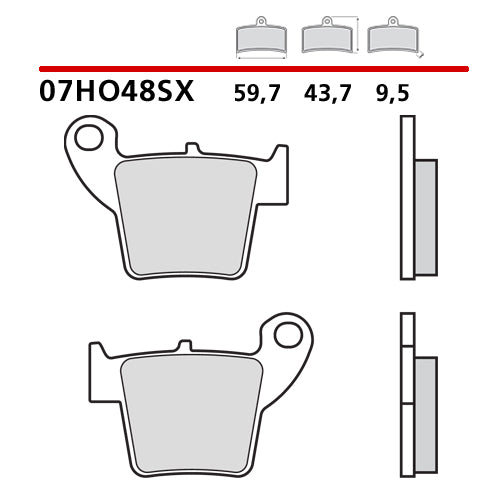 BREMBO - PASTIGLIA MESCOLA SX 07HO48SX Posteriore