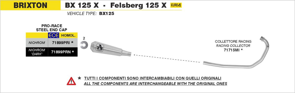 ARROW COLLETTORE BRIXTON BX 125 X - FELSBERG 125 X '19/20