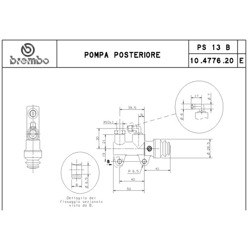 BREMBO - POMPA FRENO BREMBO POSTERIORE 10477620