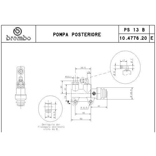 BREMBO - POMPA FRENO BREMBO POSTERIORE 10477620