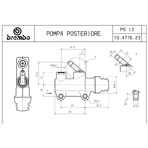 BREMBO - POMPA FRENO BREMBO POSTERIORE 10477623