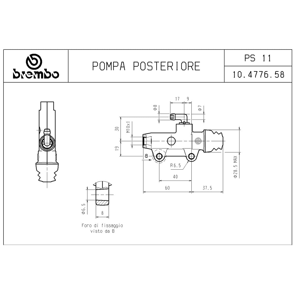 BREMBO - POMPA FRENO BREMBO POSTERIORE 10477658