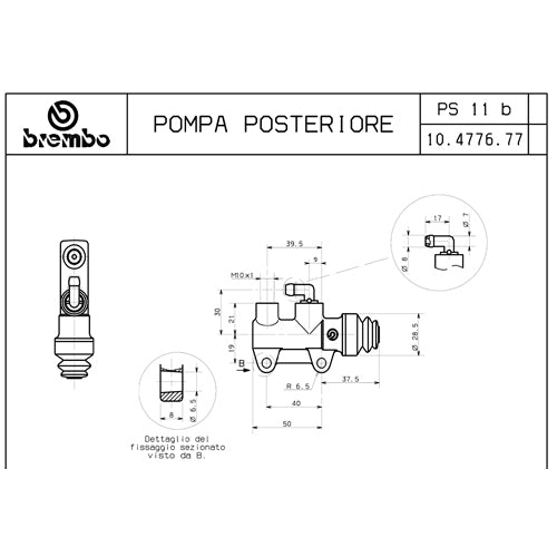 BREMBO - POMPA FRENO BREMBO POSTERIORE 10477677