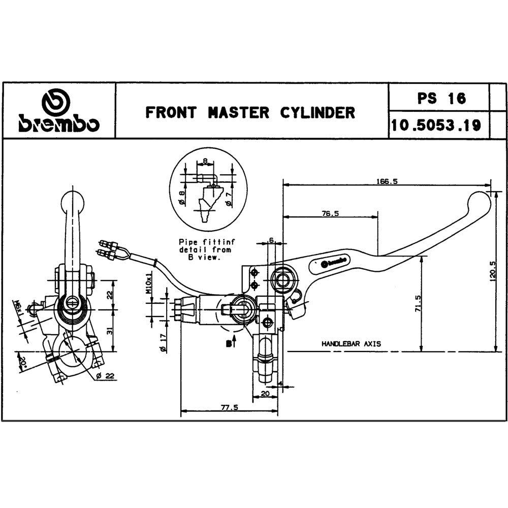 BREMBO - POMPA FRENO BREMBO ANTERIORE ASSIALE 10505319