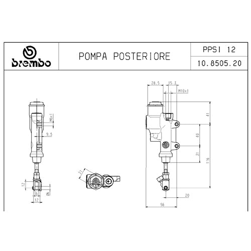 BREMBO - POMPA FRENO BREMBO POSTERIORE 10850520