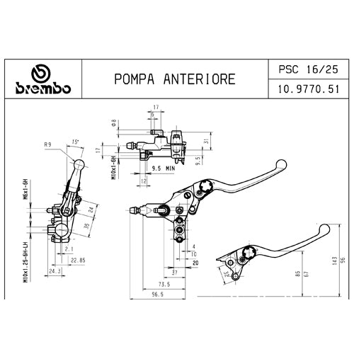 BREMBO - POMPA FRENO BREMBO ANTERIORE ASSIALE 10977051