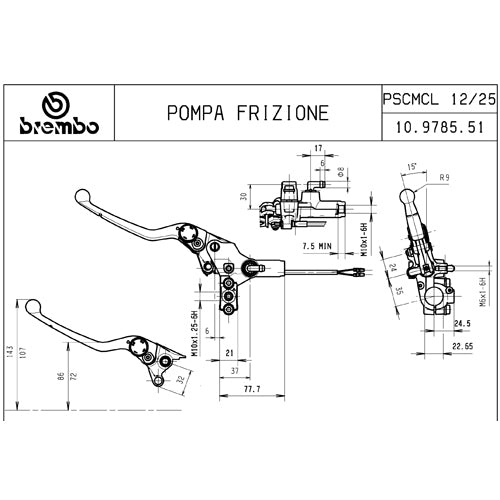 BREMBO - POMPA FRIZIONE BREMBO ASSIALE 10978551