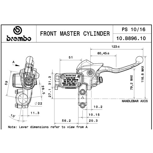 BREMBO - POMPA FRENO BREMBO ANTERIORE ASSIALE 10B89610