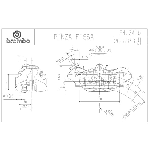 BREMBO - PINZA RADIALE ANTERIORE BREMBO 20834321