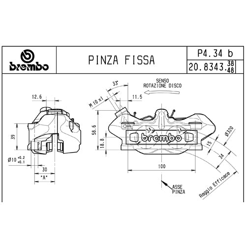 BREMBO - PINZA RADIALE ANTERIORE BREMBO 20834338