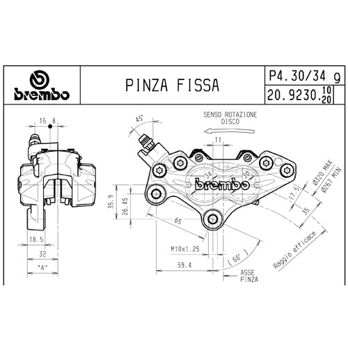 BREMBO - PINZA FISSA ANTERIORE BREMBO 20923010