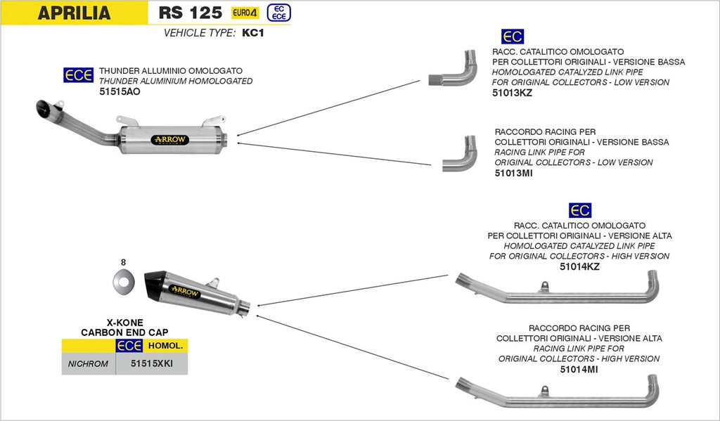 ARROW IMPIANTO SCARICO APRILIA  RS 125 '18/20