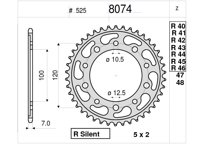 KIT TRASMISSIONE OGNIBENE TROFEO APRILIA Cod. 2511701640