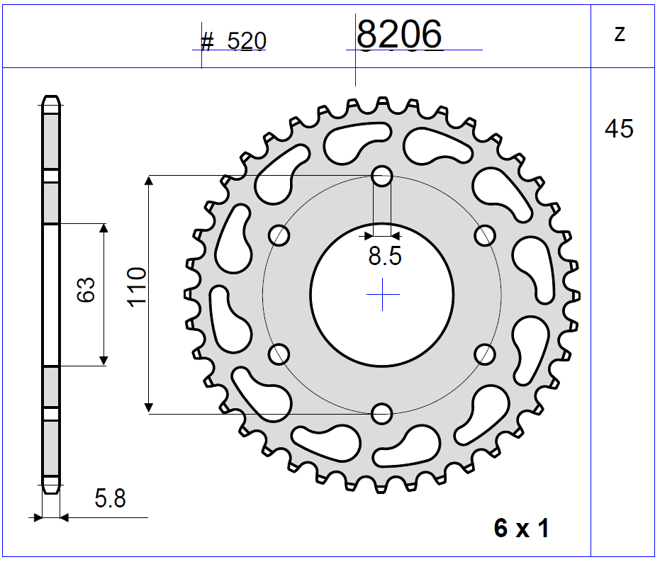 KIT TRASMISSIONE TROFEO HUSQVARNA Cod. 256036000