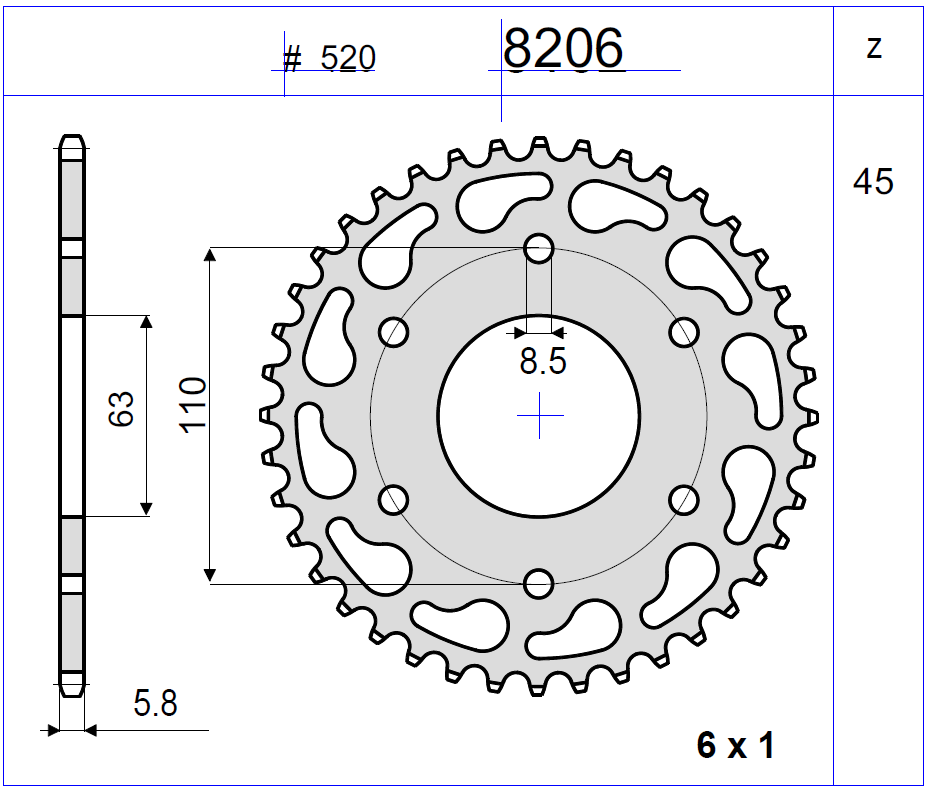 KIT TRASMISSIONE TROFEO KTM Cod. 256110000