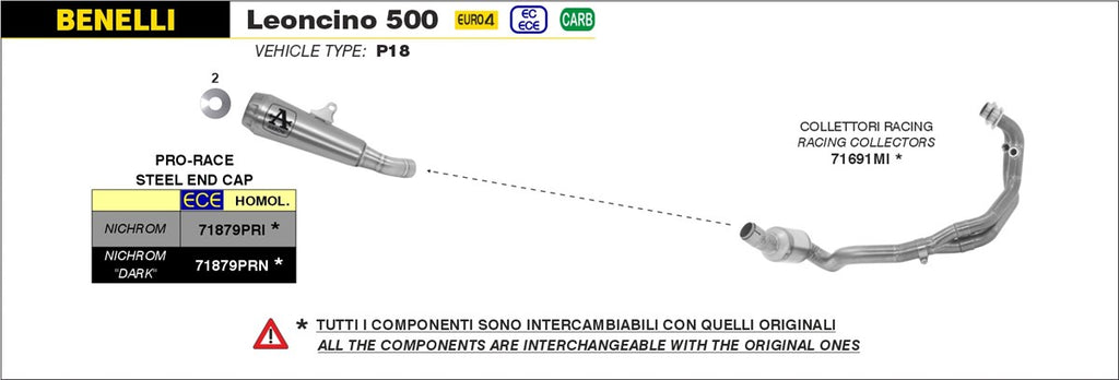 ARROW IMPIANTO SCARICCO BENELLI LEONCINO 500 '17/20