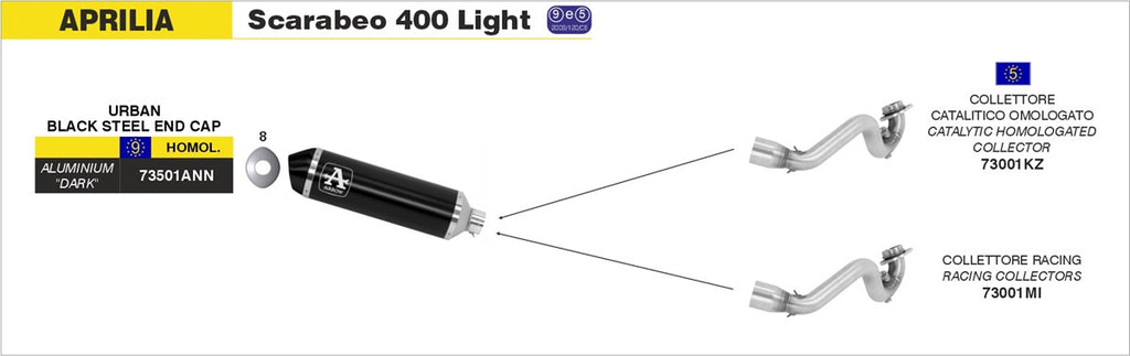 ARROW EXHAUST SYSTEM APRILIA SCARABEO 400 LIGHT '06/11