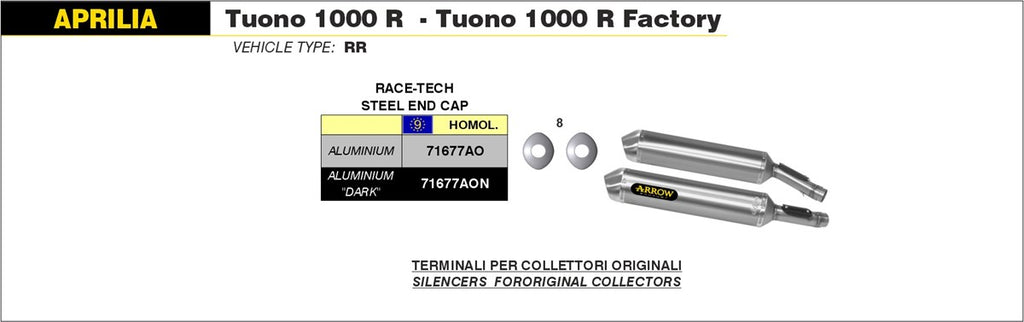 ARROW IMPIANTO SCARICO APRILIA TUONO 1000 R