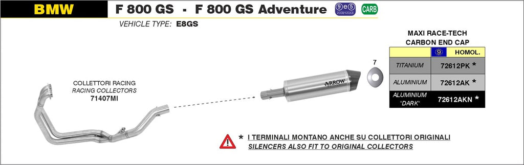 ARROW IMPIANTO SCARICO BMW F 800 GS '08/16 - F 800GS Adventure '13/16