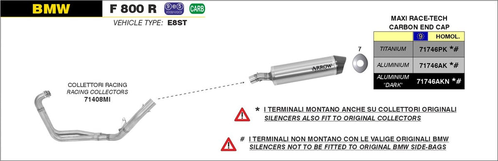 ARROW IMPIANTO SCARICO BMW F 800 R '09/16