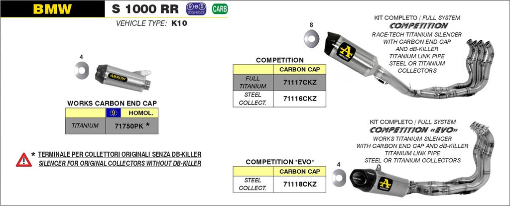 ARROW IMPIANTO SCARICO BMW S1000 RR '09/14