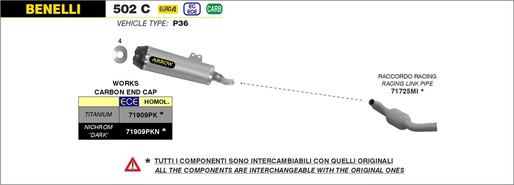 ARROW IMPIANTO SCARICO BENELLI 502 C '19/20