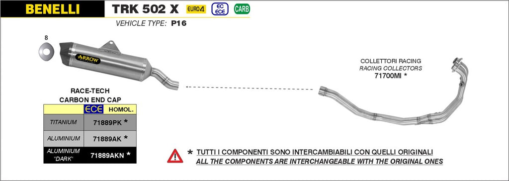 ARROW IMPIANTO SCARICO  BENELLI TRK 502X '18/20