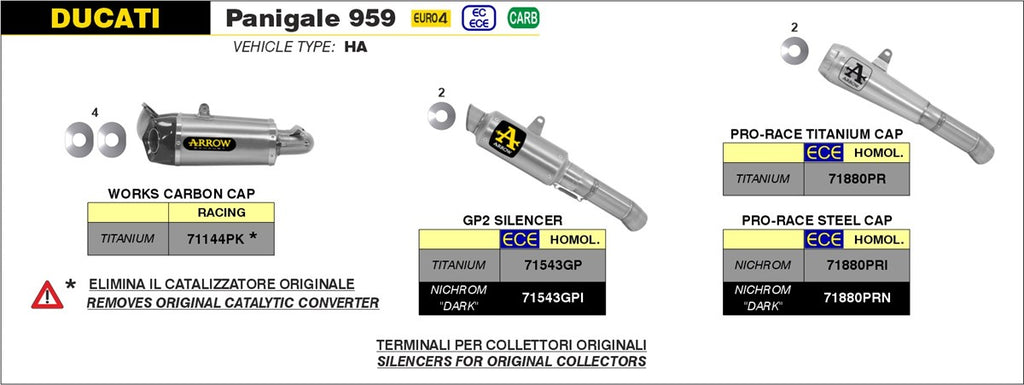 ARROW IMPIANTO SCARICO DUCATI PANIGALE 959 '16/19