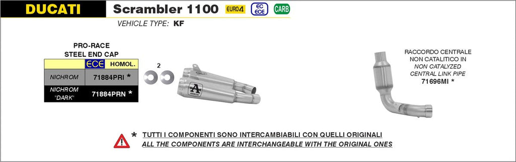 ARROW IMPIANTO SCARICO DUCATI SCRAMBLER 1100 '18/20