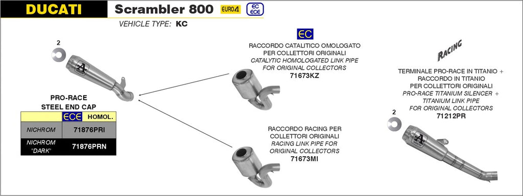 ARROW IMPIANTO SCARICO DUCATI SCRAMBLER 800 (no Desert Sled) '17/20