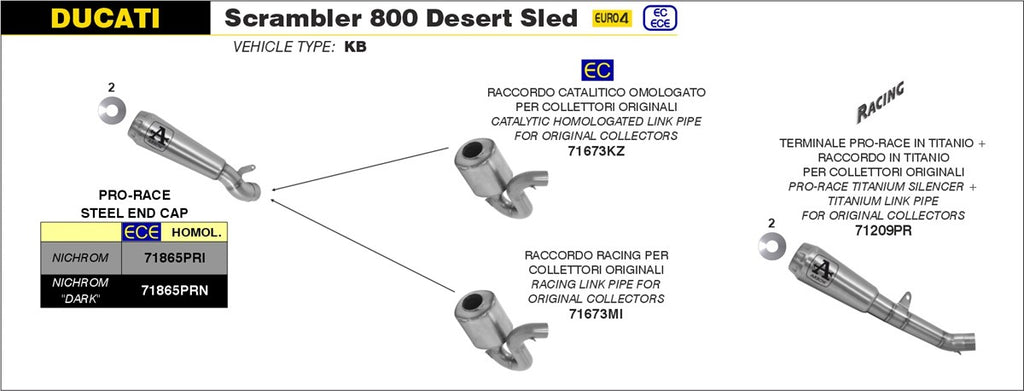 ARROW IMPIANTO SCARICO DUCATI SCRAMBLER 800 DESERT SLED '17/20