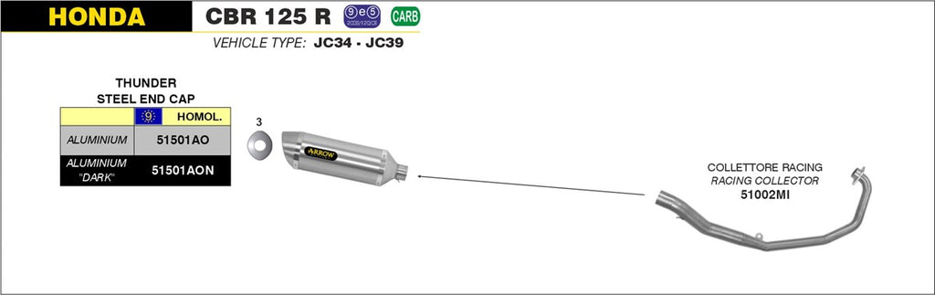 ARROW IMPIANTO SCARICO HONDA CBR 125 'R '04/10