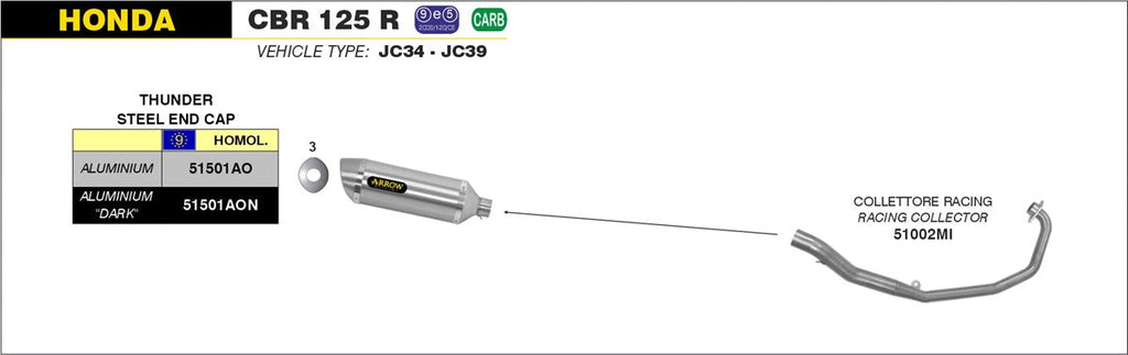 ARROW EXHAUST SYSTEM HONDA CBR 125 'R '04/10 