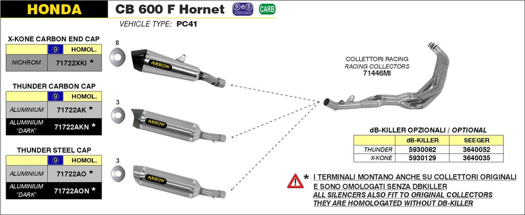 ARROW IMPIANTO SCARICO HONDA CB 600 F HORNET '07/13 - CBR 600 F '11/13