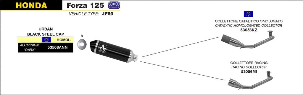 ARROW EXHAUST SYSTEM HONDA FORZA 125 '15/16 - FORZA 125 '17/20 