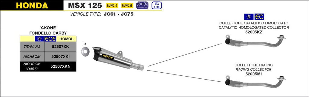 ARROW IMPIANTO SCARICO HONDA MSX 125 '16/20