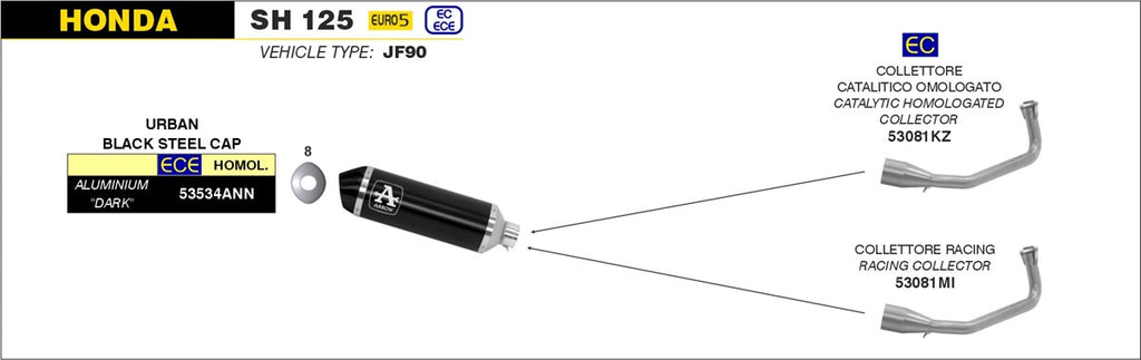 ARROW IMPIANTO SCARICO HONDA SH 125 '20/23 - SH 150 '20/23