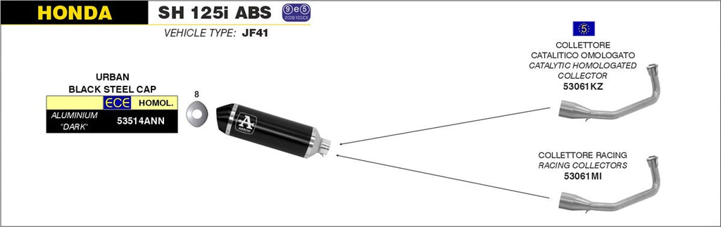 ARROW EXHAUST SYSTEM HONDA SH 125i ABS '12/16 - SH 150i '12/16 