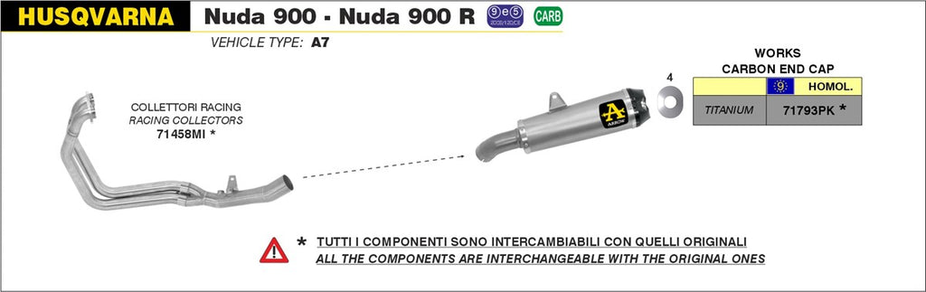 ARROW IMPIANTO SCARICO NUDA 900 - NUDA 900 R '12/13