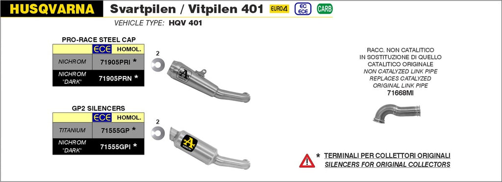 ARROW IMPIANTO SCARICO HUSQVARNA SVARTPILEN / VITPILEN 401 '18/19