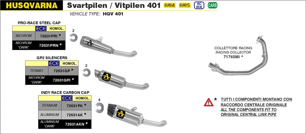 ARROW IMPIANTO SCARICO HUSQVARNA SVARTPILEN / VITPILEN 401 '20