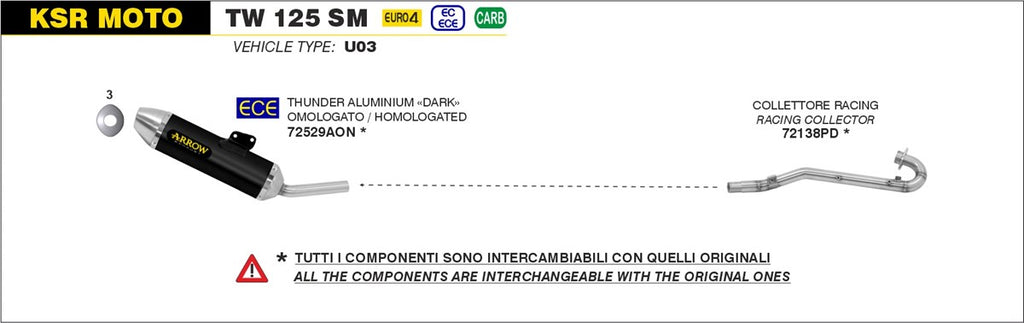 ARROW IMPIANTO SCARICO KSR MOTO TW 125 SM '17/19