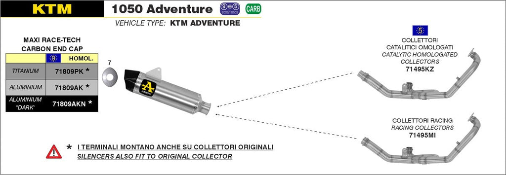 ARROW EXHAUST SYSTEM KTM 1050 ADVENTURE '15/16 
