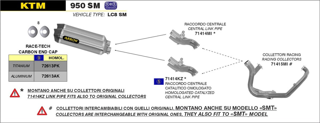 ARROW IMPIANTO SCARICO KTM 950 SM '09 - 990 SM - SMR '08/13