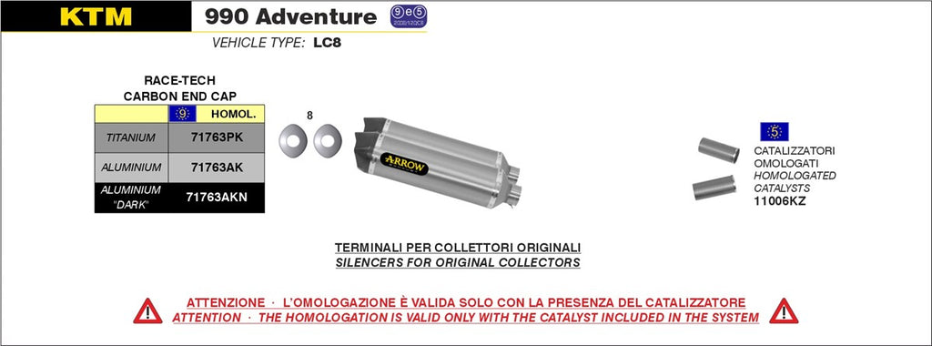 ARROW IMPIANTO SCARICO KTM 990 ADVENTURE '06/14 - 990 SMT '09/13 